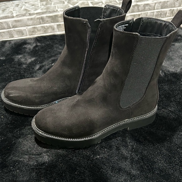 Black Suede Ankle Boots - Picture 1 of 8